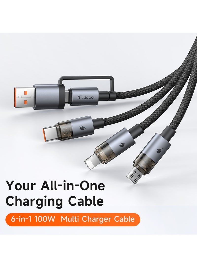 Mcdodo CA 7260 6 in 1 Charging Cable 100W Lightning Type C Micro USB 1.2 m with LED - Image 2